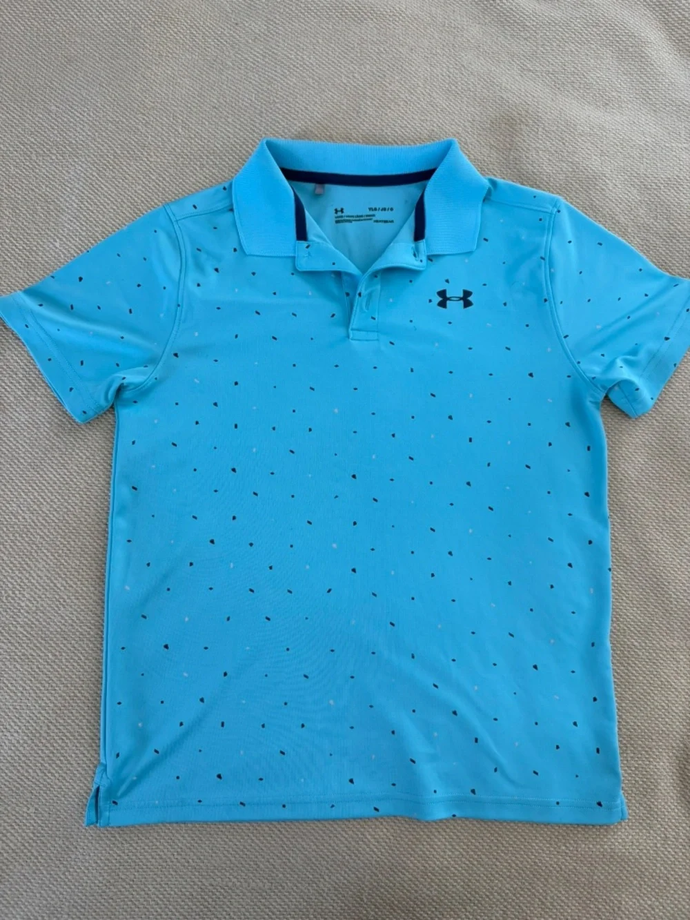 Under Armour Youth Loose HeatGear Polo Shirt Blue Speckled Short Sleeve Size YLG
